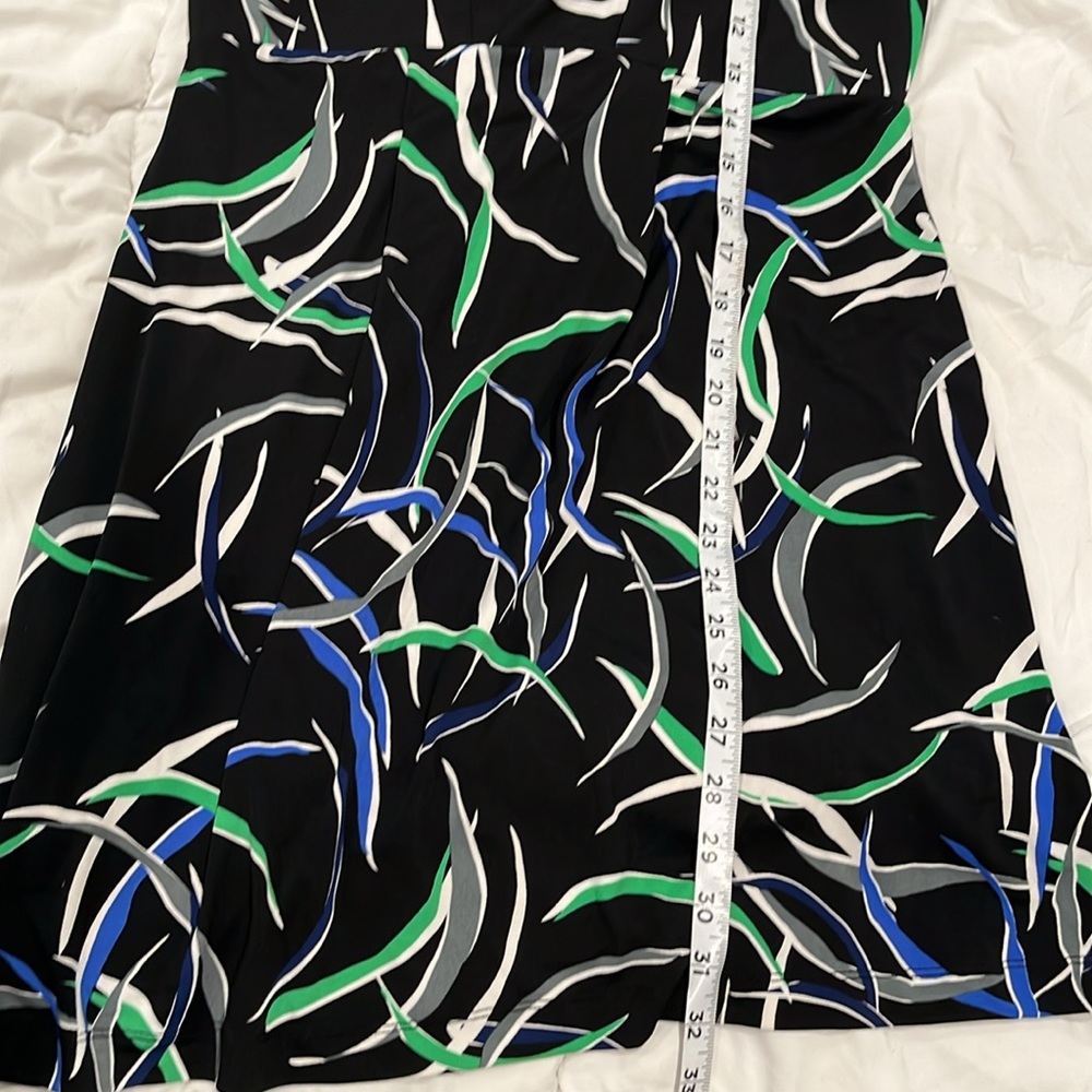 Banana Republic cap sleeve patterned short dress v neck black green blue PM - Picture 5 of 7